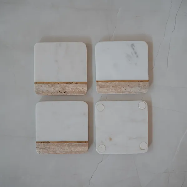 Pack_Of_4_White_Travertine_Brass_Accent_Coaster_For_Kitchen