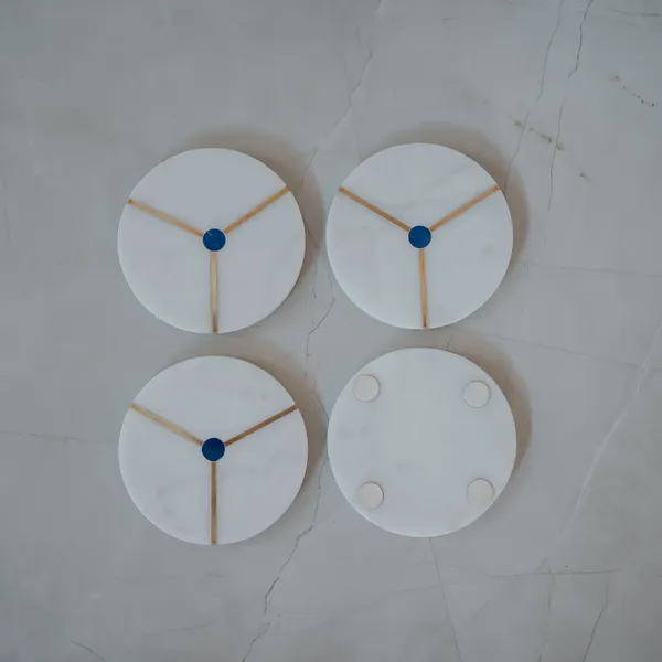 Pack_Of_4_White_Brass_Lapis_Combination_Coaster_For_Kitchen