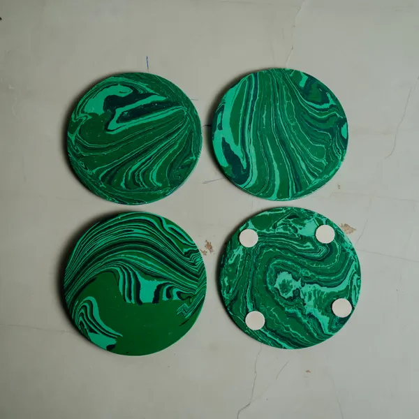 Pack_Of_4_Green_Monochrome_Synthetic_Coaster_For_Kitchen