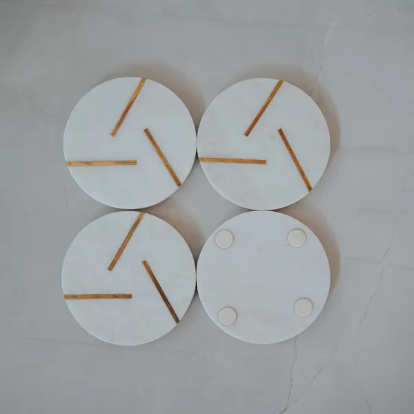 Pack_Of_4_White_Elegant_Brass_Pin_Coaster_For_Kitchen