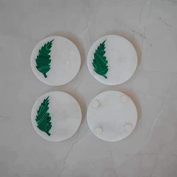 Pack_Of_4_White_Green_Leaf_Malachite_Coaster_For_Kitchen