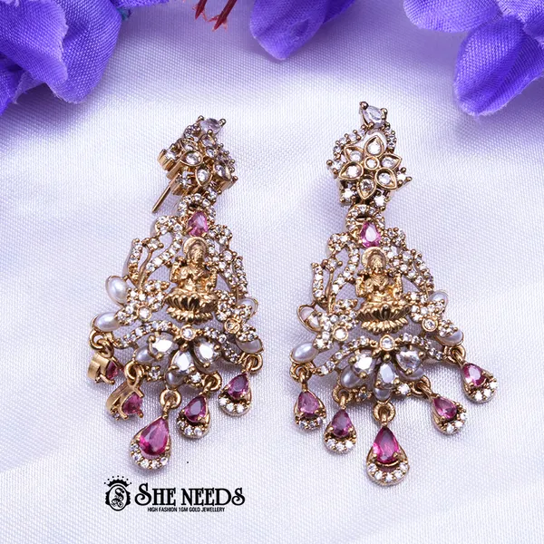 Pink,_Brass_Premium_&_elegant_Gold_Plated__Chandbali_Earring_For_Women