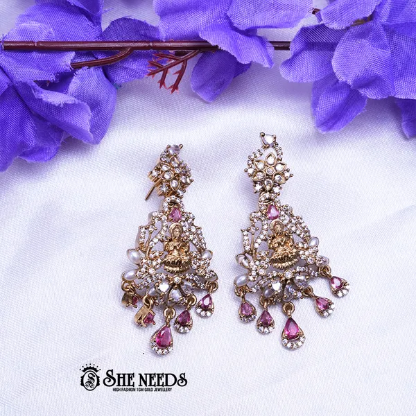 Pink,_Brass_Premium_&_elegant_Gold_Plated__Chandbali_Earring_For_Women