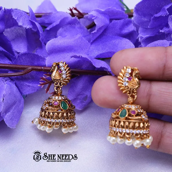 White_Brass_Premium_&_elegant_Gold_Plated__Jumkas_For_Women