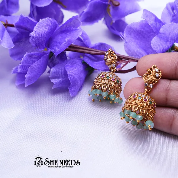 Light_Green_Brass_Premium_&_elegant_Gold_Plated__Jumkas_For_Women