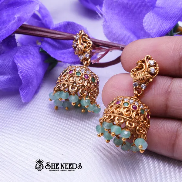 Light_Green_Brass_Premium_&_elegant_Gold_Plated__Jumkas_For_Women
