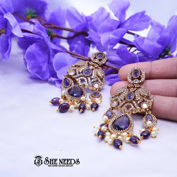 Purple_Brass_Premium_&_elegant_Gold_Plated__Jumkas_For_Women