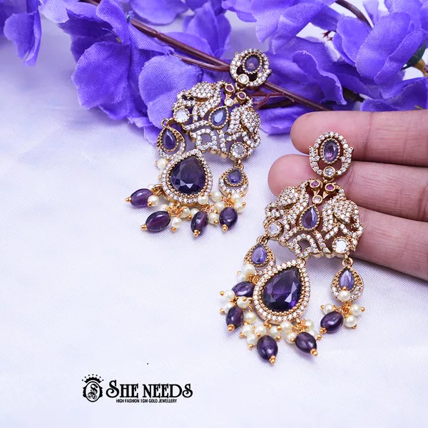 Purple_Brass_Premium_&_elegant_Gold_Plated__Jumkas_For_Women