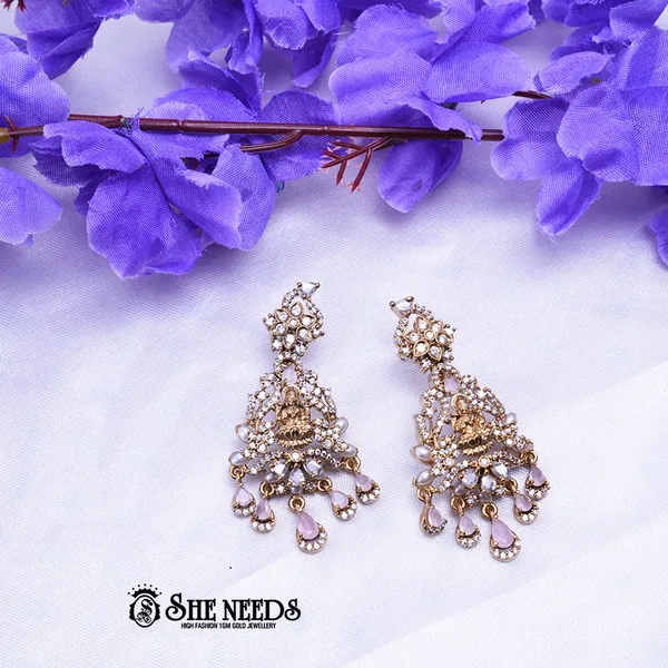 Light_Pink_Brass_Premium_&_elegant_Gold_Plated__Chandbali_Earring_For_Women