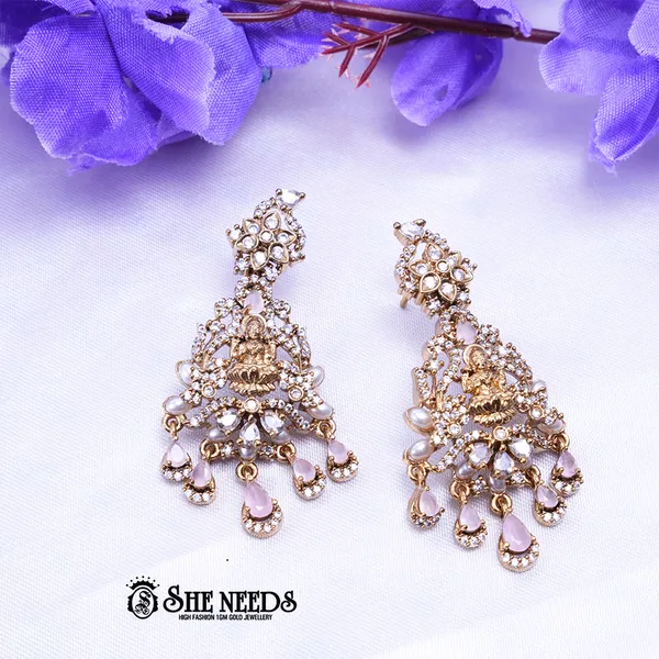 Light_Pink_Brass_Premium_&_elegant_Gold_Plated__Chandbali_Earring_For_Women