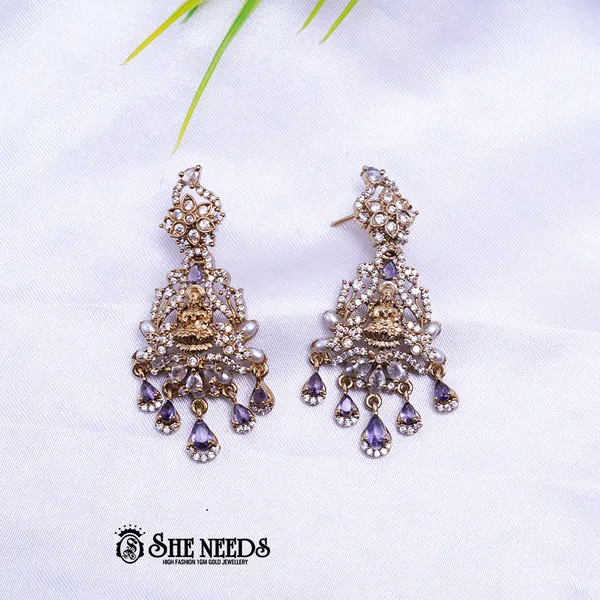 Puple_Brass_Premium_&_elegant_Gold_Plated__Chandbali_Earring_For_Women