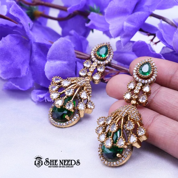 Green_Brass_Premium_&_elegant_Gold_Plated__Jumkas_For_Women