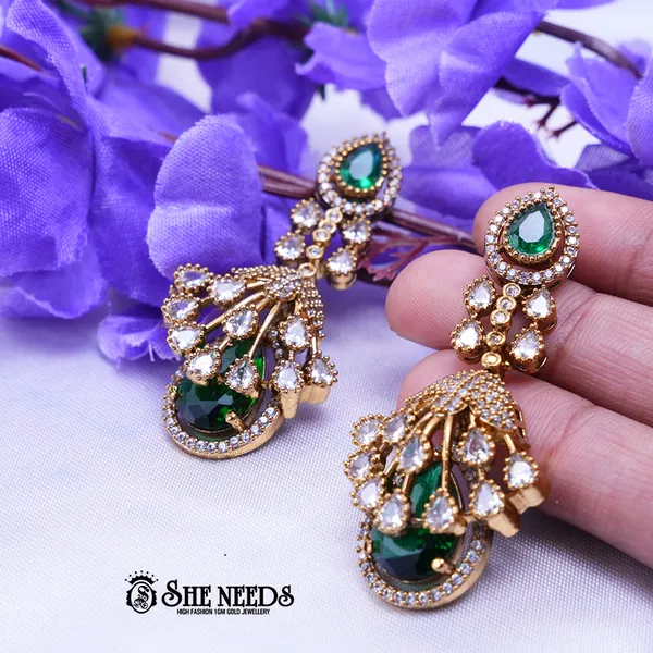 Green_Brass_Premium_&_elegant_Gold_Plated__Jumkas_For_Women