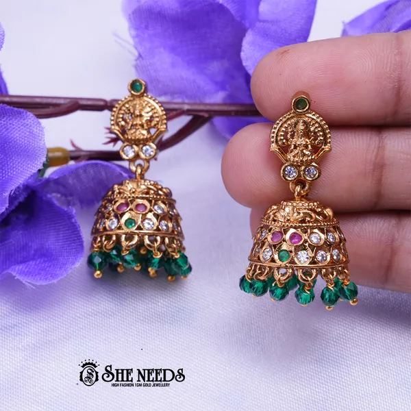 Green_Brass_Premium_&_elegant_Gold_Plated__Jumkas_For_Women