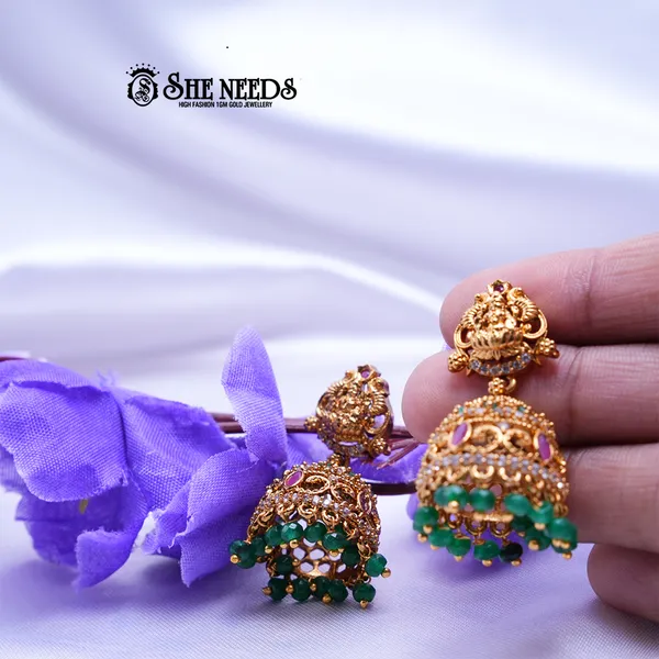 Green_Brass_Premium_&_elegant_Gold_Plated__Jumkas_For_Women