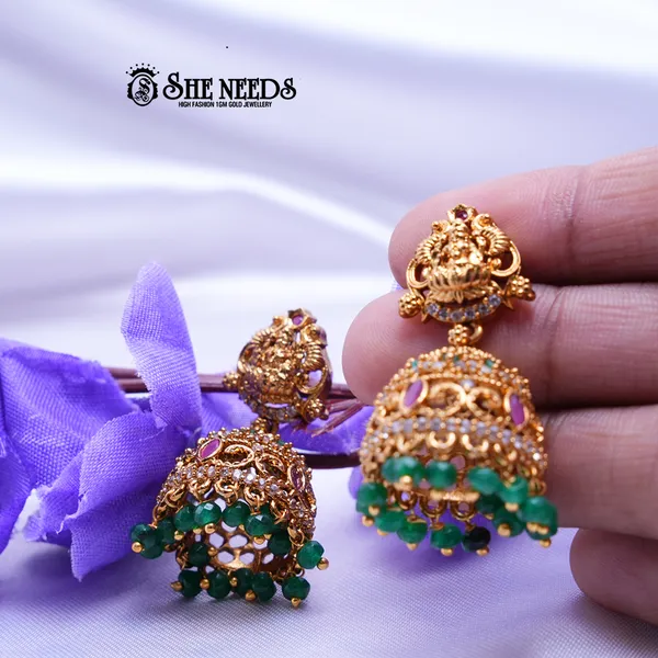 Green_Brass_Premium_&_elegant_Gold_Plated__Jumkas_For_Women