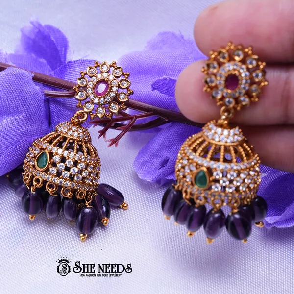 Purple_Brass_Premium_&_elegant_Gold_Plated__Jumkas_For_Women