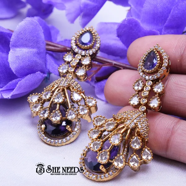 Purple_Brass_Premium_&_elegant_Gold_Plated_Jumkas_For_Women