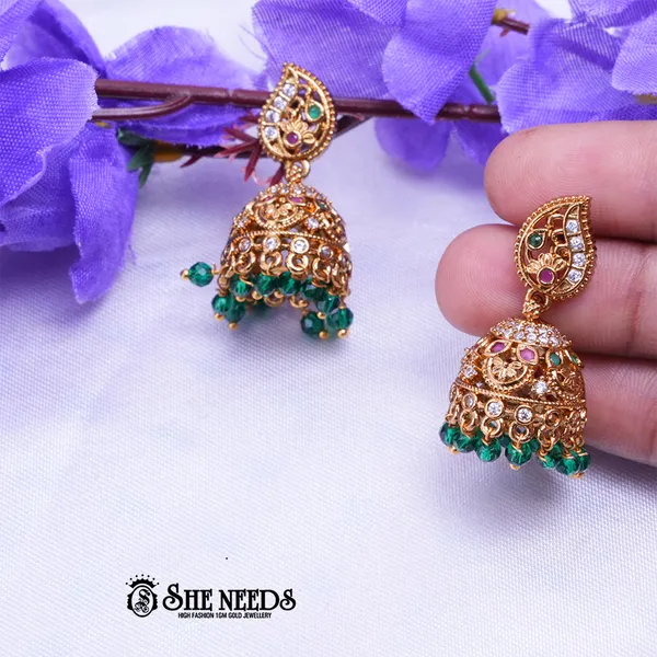 Green_Brass_Premium_&_elegant_Gold_Plated__Jumkas_For_Women