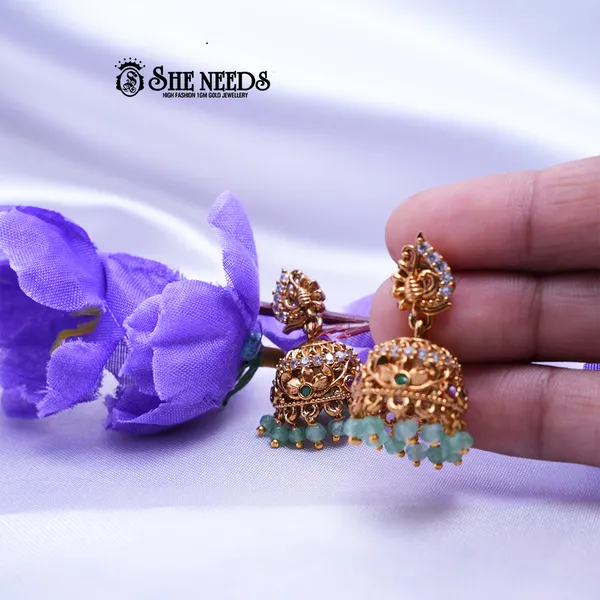 Light_Green_Brass_Premium_&_elegant_Gold_Plated__Jumkas_For_Women