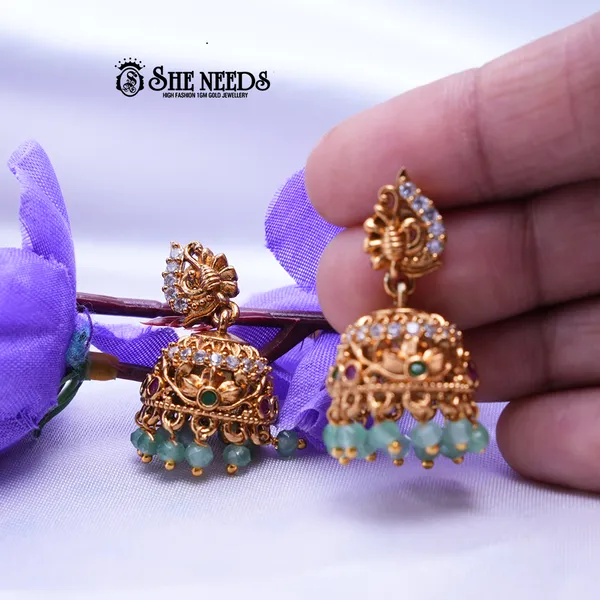 Light_Green_Brass_Premium_&_elegant_Gold_Plated__Jumkas_For_Women