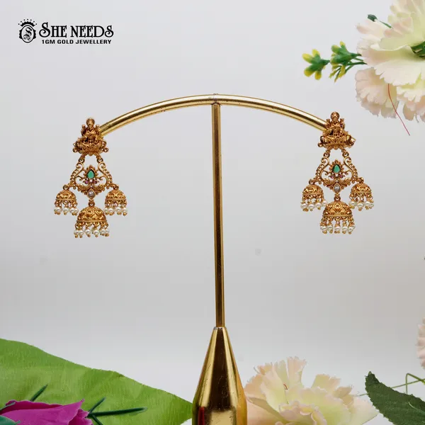 White_Chandbali_Gold_Plated__Jhumkas_For_Women