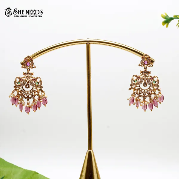 Pink_Matte_Gold_Plated_Chandbali_Gold_Plated_Earrings_For_Women