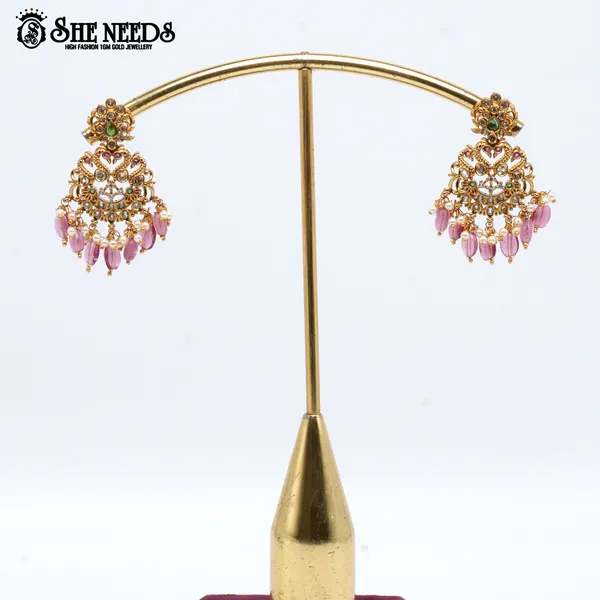 Pink_Temple_Chandbali_Earrings_For_Women