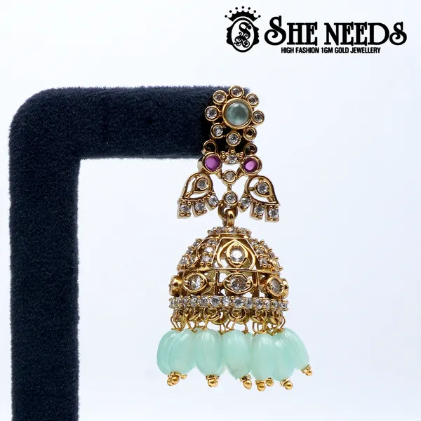 Light_Green_Gold_Plated_Traditional_Bead_Jhumkas_For_Women
