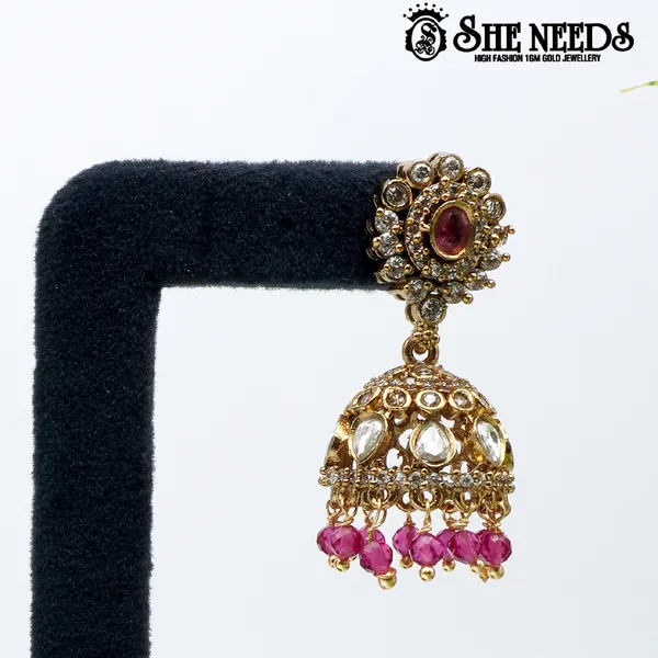 Pink_Gold_Plated_Floral_Stone_Temple_Jhumkas_For_Women