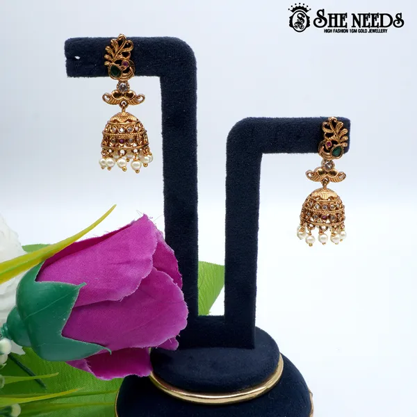 White_Peacock_Crest_Temple_Jhumka_For_Women