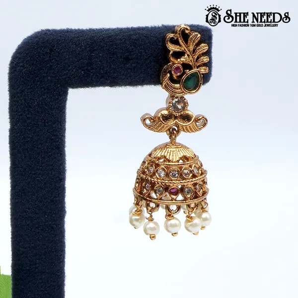 White_Peacock_Crest_Temple_Jhumka_For_Women