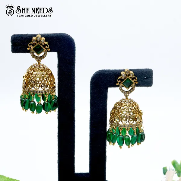 Green_Royal_Cutwork_Temple_Gold_Plated_Jhumka_Earrings_For_Women