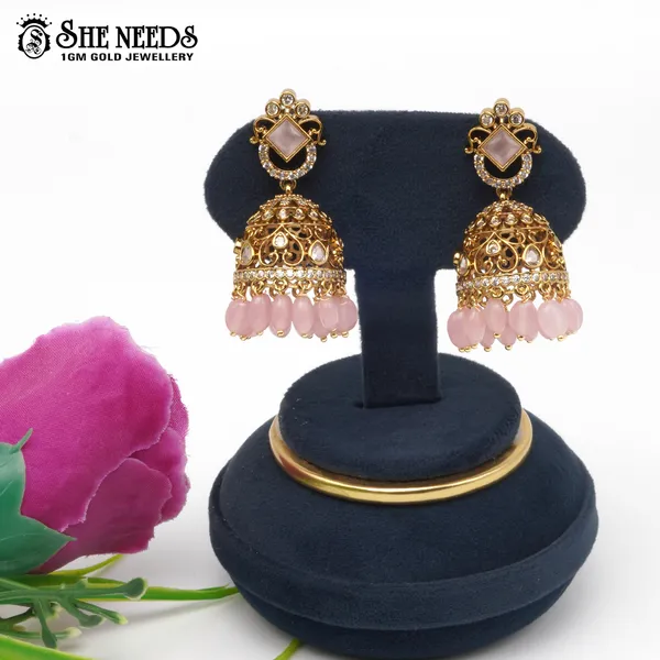 Light_Pink_Royal_Cutwork_Temple_Gold_Plated_Jhumka_Earrings_For_Women
