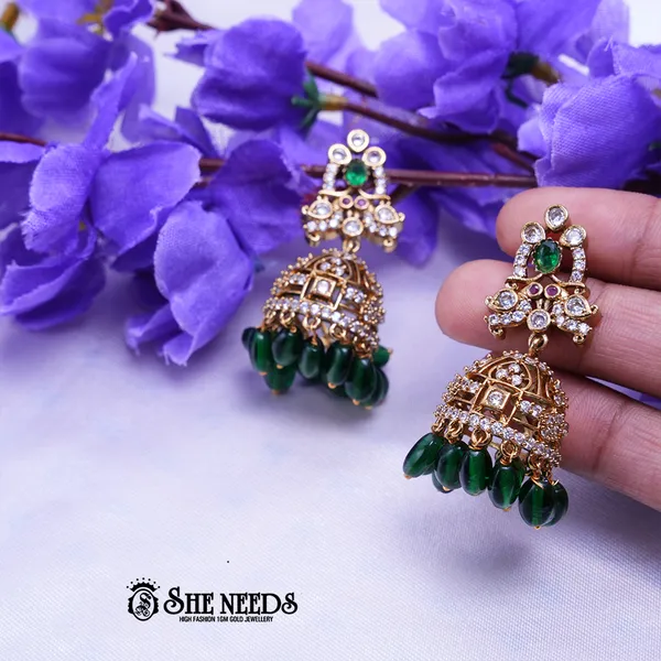 Green_Brass_Premium_&_elegant_Gold_Plated_Jumkas_For_Women