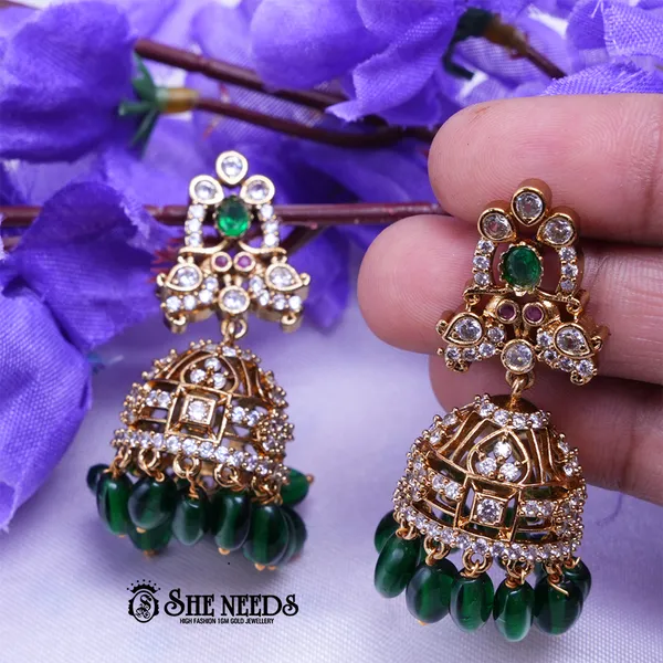 Green_Brass_Premium_&_elegant_Gold_Plated_Jumkas_For_Women