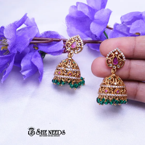 Green_Brass_Premium_&_elegant_Gold_Plated__Jumkas_For_Women