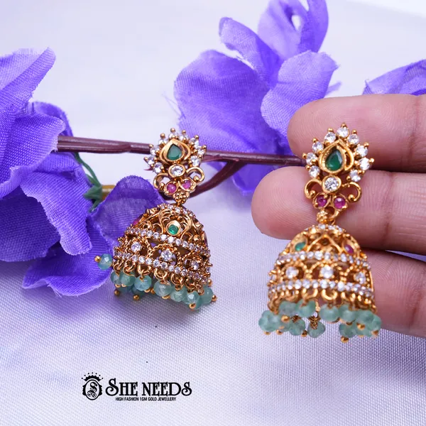 Light_Green_Brass_Premium_&_elegant_Gold_Plated__Jumkas_For_Women