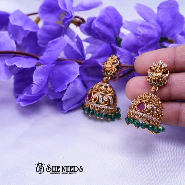 Green_Brass_Premium_&_elegant_Gold_Plated__Jumkas_For_Women