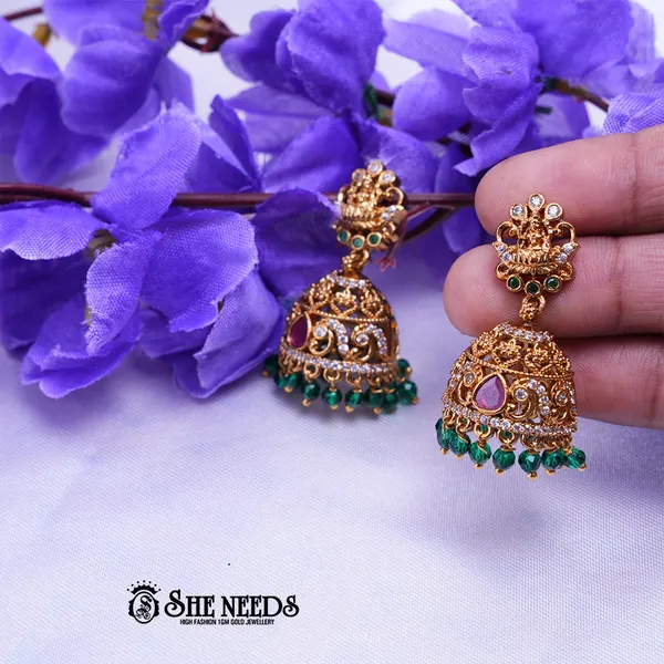 Green_Brass_Premium_&_elegant_Gold_Plated__Jumkas_For_Women