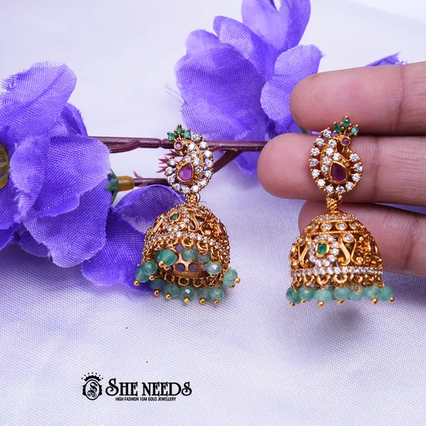 Light_Green_Brass_Premium_&_elegant_Gold_Plated__Jumkas_For_Women