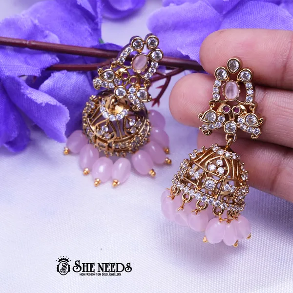 Light_Pink_Brass_Premium_&_elegant_Gold_Plated__Jumkas_For_Women