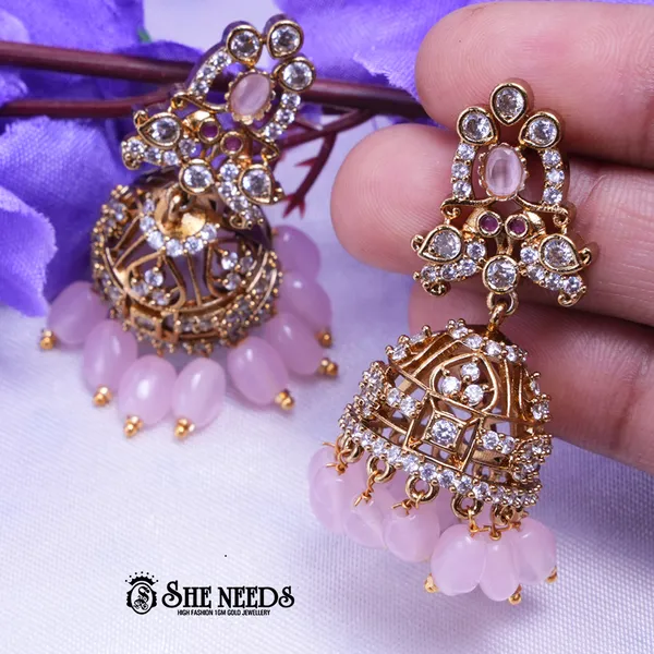 Light_Pink_Brass_Premium_&_elegant_Gold_Plated__Jumkas_For_Women