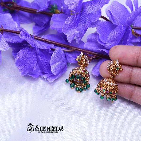 Green_Brass_Premium_&_elegant_Gold_Plated__Jumkas_For_Women