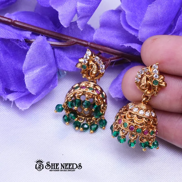 Green_Brass_Premium_&_elegant_Gold_Plated__Jumkas_For_Women