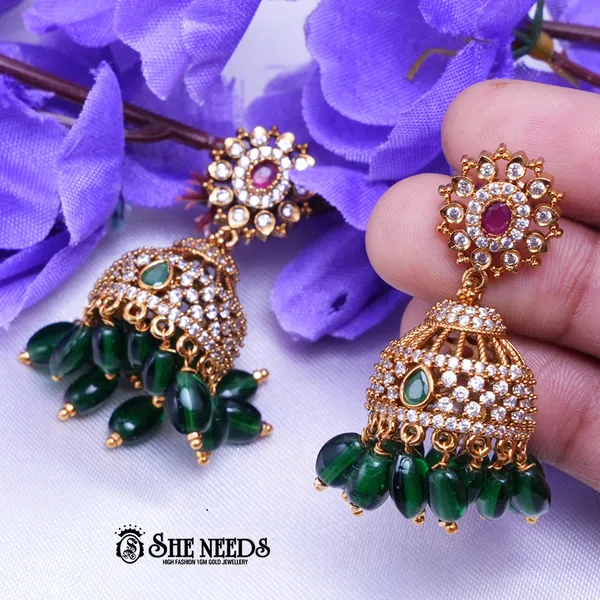 Green_Brass_Premium_&_elegant_Gold_Plated__Jumkas_For_Women