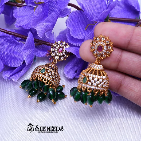 Green_Brass_Premium_&_elegant_Gold_Plated__Jumkas_For_Women