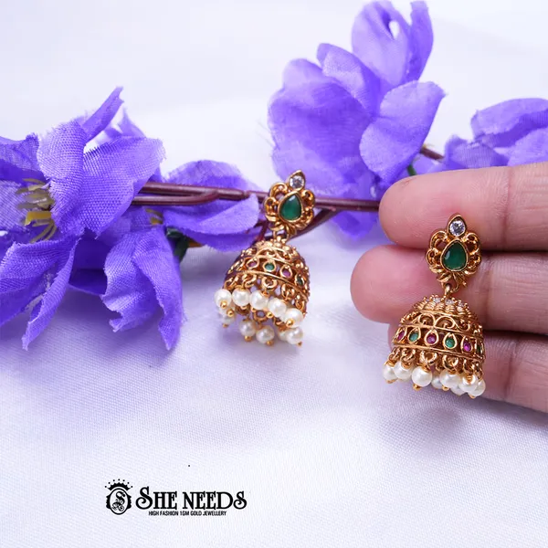 White_Brass_Premium_&_elegant_Gold_Plated__Jumkas_For_Women