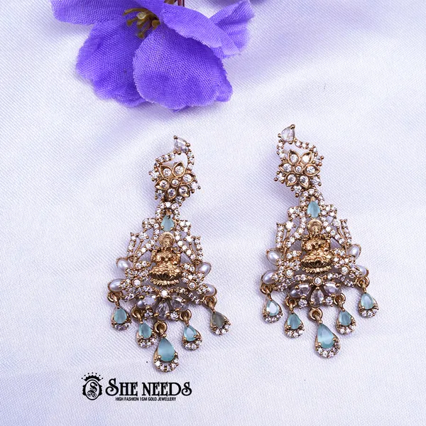 Light_Green_Brass_Premium_&_elegant_Gold_Plated_Chandbali_Earring_For_Women
