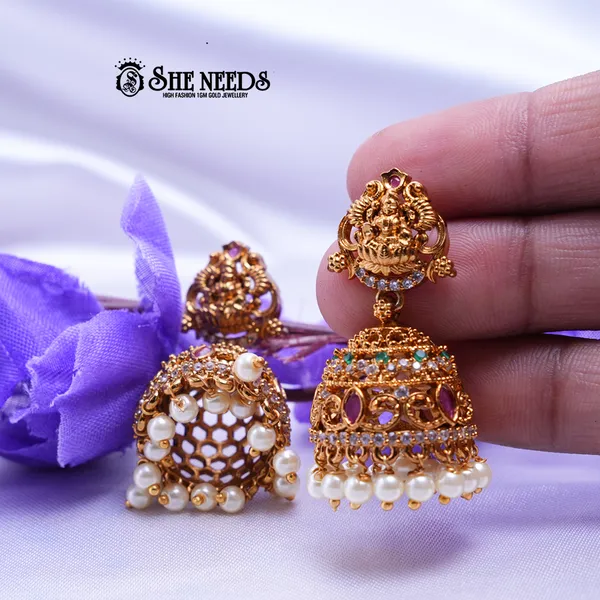 White_Brass_Premium_&_elegant_Gold_Plated__Jumkas_For_Women